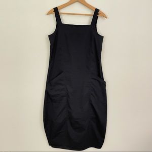 Luukaa midi black tank top lagenlook tapered dress pockets size 8 sleeveless